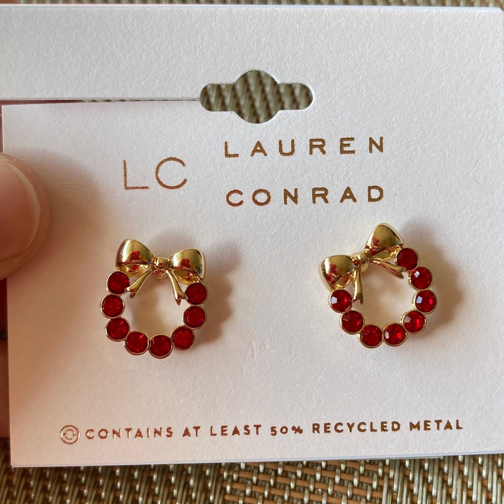 LC Lauren Conrad Christmas Wreath Earrings